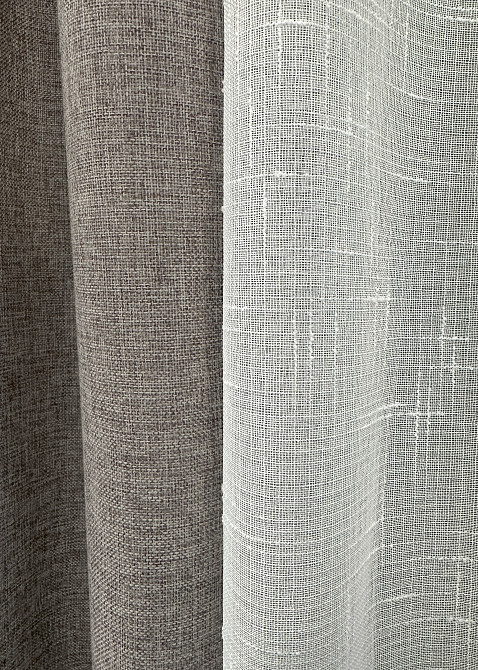 Комплект штор VR-Textil Лен Мешковина 100х270 2шт и Тюль 400х270 1769ш-115т Серый с белым 71-029/2 Киев - изображение 7