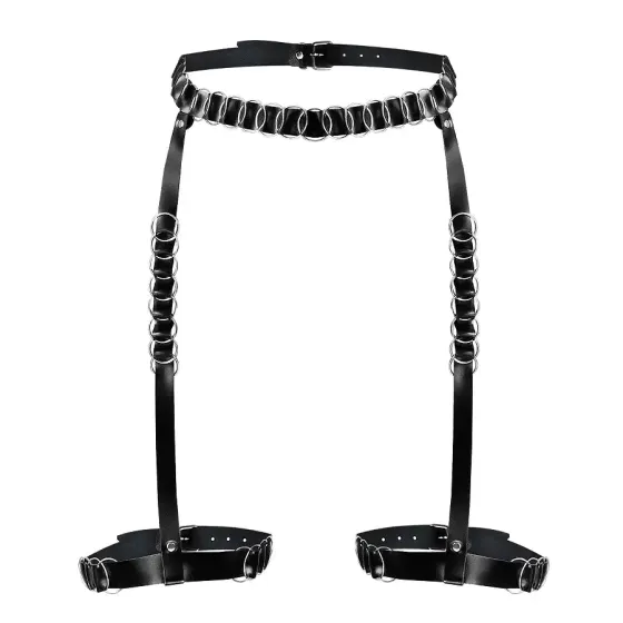 Гартери прикрашені кільцями Art of Sex - Geneva, Натуральна шкіра, Розмір XS-M Львов