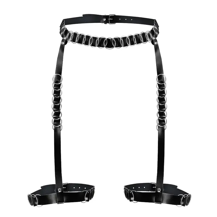 Гартери прикрашені кільцями Art of Sex - Geneva, Натуральна шкіра, Розмір XS-M Львів - фото 3