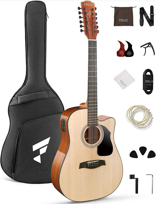 Гитара электро-акустическая 12-тититрунная Fesley FDET280C (комплект) Харьков - изображение 7