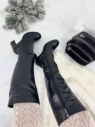 Stepter Чоботи жіночі STEPTER чорні натуральна шкіра зима высота 41см обхват голени 38-42см каб Коломыя