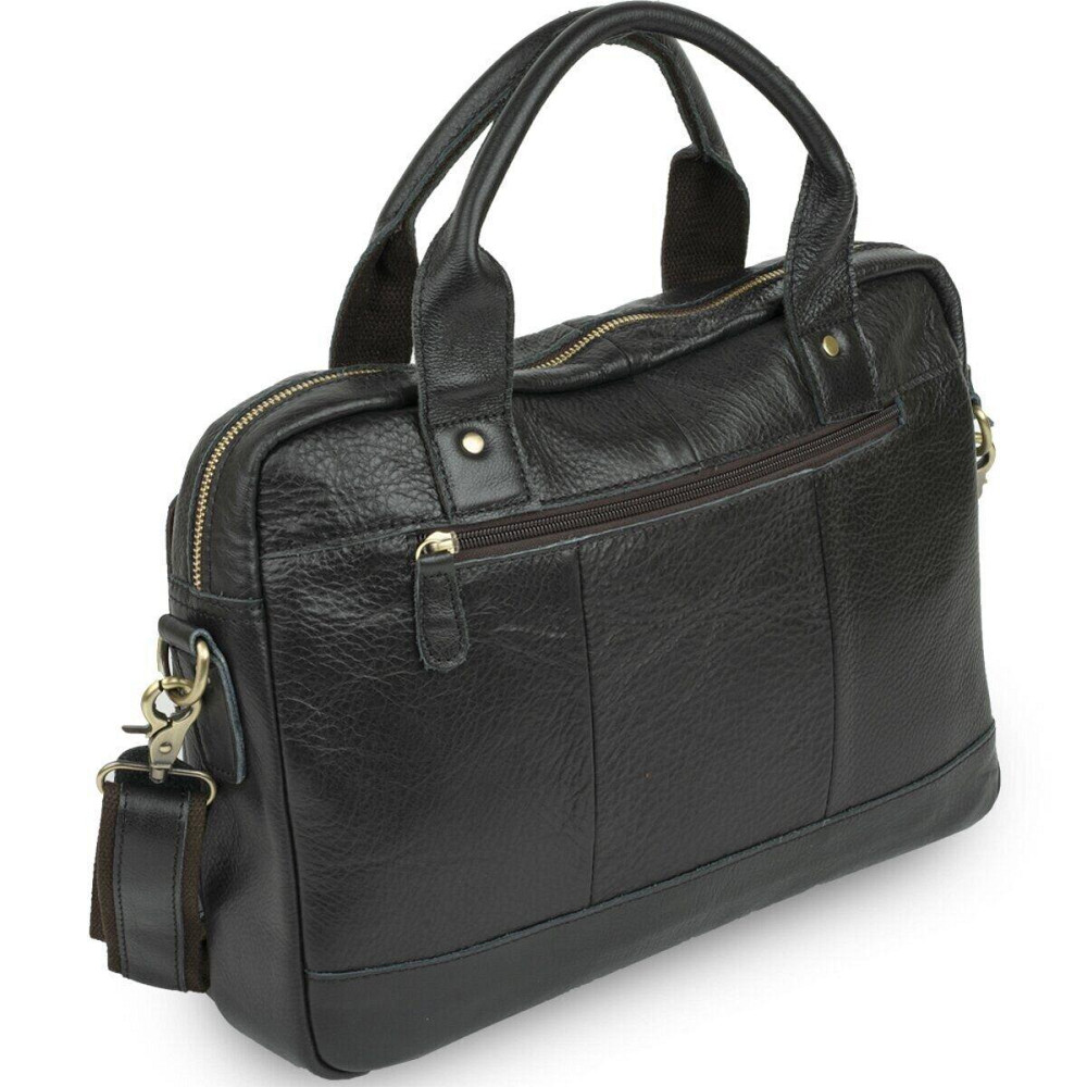 Сумка для ноутбуку з натуральної шкіри Vintage 14868 Чорна Київ - фото 6