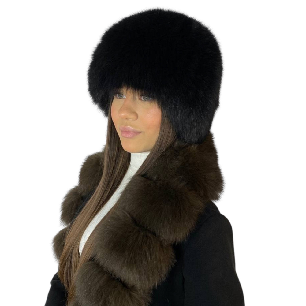 Шапка меховая женская песцовая сноп Анастасия Черный Харьков - изображение 6