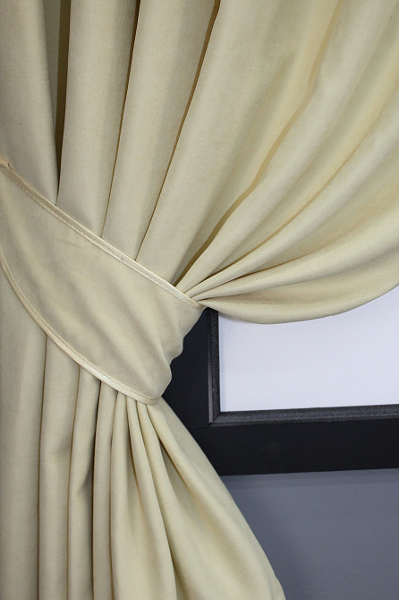 Комплект коротких штор VR-Textil Мікровелюр SPARTA № 844ш Кремовий 130х170 см 2 шт (35-0006) Київ - фото 3