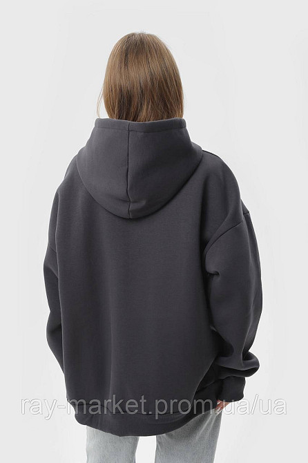 Худи оверсайз женское утепленное RAY OVERSIZE темно-серое (U0404W-Dark Grey) 2XS/XS Киев - изображение 4