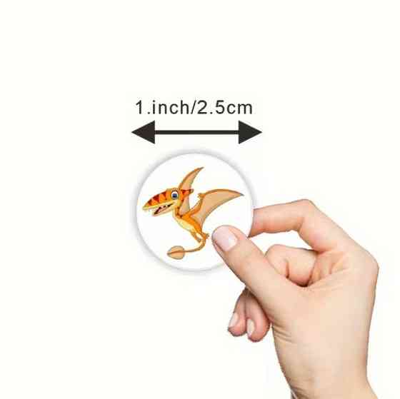 Наклейки Динозавры 500 шт, детские круглые стикеры 8 дизайнов для творчества и обучения Киев