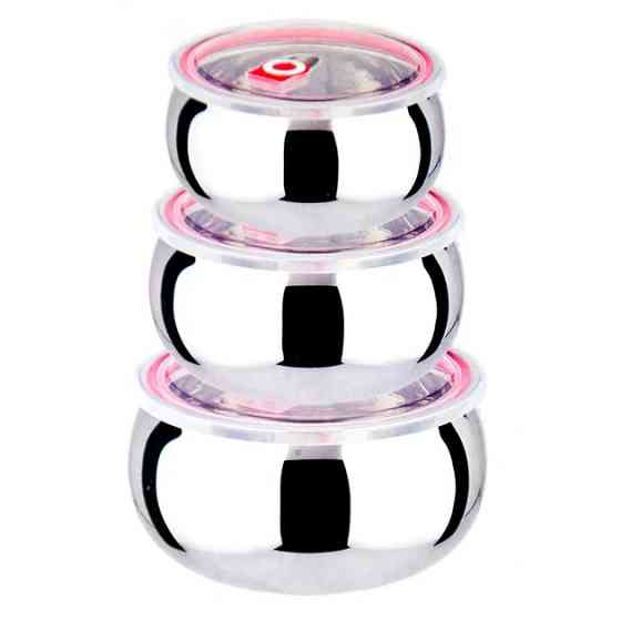 Набір із 3 сталевих судочків UNIQUE UN-1516 нержавіюча сталь OX-40 Львів