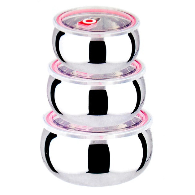 Набір із 3 сталевих судочків UNIQUE UN-1516 нержавіюча сталь OX-40 Львів - фото 1