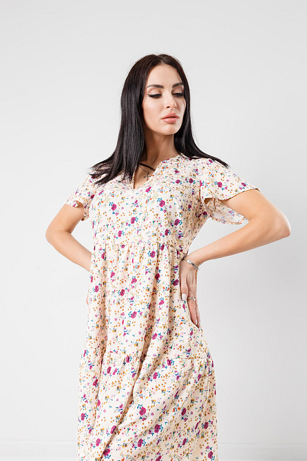 Летнее платье мини Flower 42-44, Бежевый Киев - изображение 3