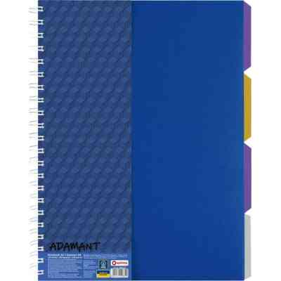 Блокнот Optima A4 Adamant пластикова обкладинка, з розділювачами та перфорацією, 120 аркушів, клітинка синій (O20843-02) Вінниця