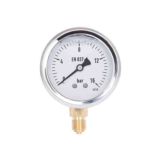 Манометр гліцериновий Thermo Alliance Forte d63 мм, 1/4"Н із нижнім під'єднанням (латунь) 0–16 барів TAF170G16B Київ