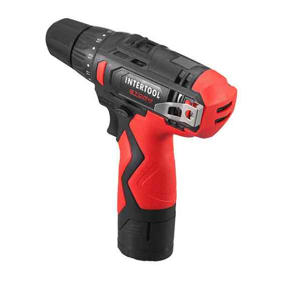 Дриль-шурупокрут акумуляторний, 12 В, 30 Nm, 0-350/0-1300 об/хв, патрон 0,8-10 мм, 2,0 Аг INTERTOOL WT-0310 Киев