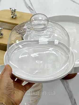 Тарілка з кришкою для зберігання  «White kitchen» 20*14,5 см кераміка + скло 8030-321 Київ