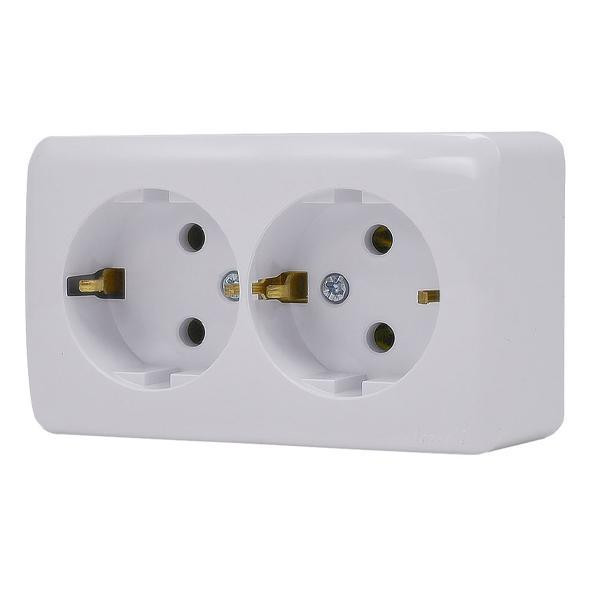 Розетка VIOLA двойная с заземлением белый Lezard Харьков - изображение 3