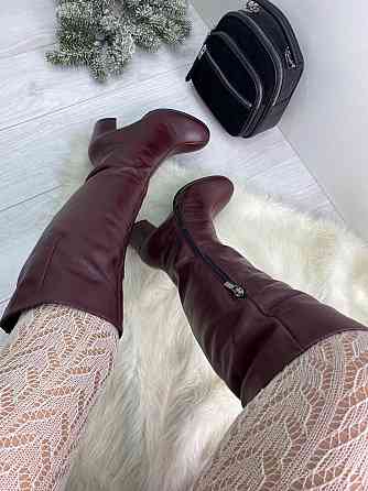 Stepter Чоботи зимові жіночі з натуральної шкіри на підборах бордові 657 р. 36-40 / Чоботи на з Коломия