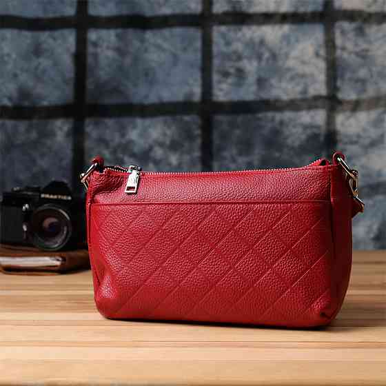 Жіноча шкіряна сумка з двома зручними ремінцями Vintage 22927 Червоний Київ