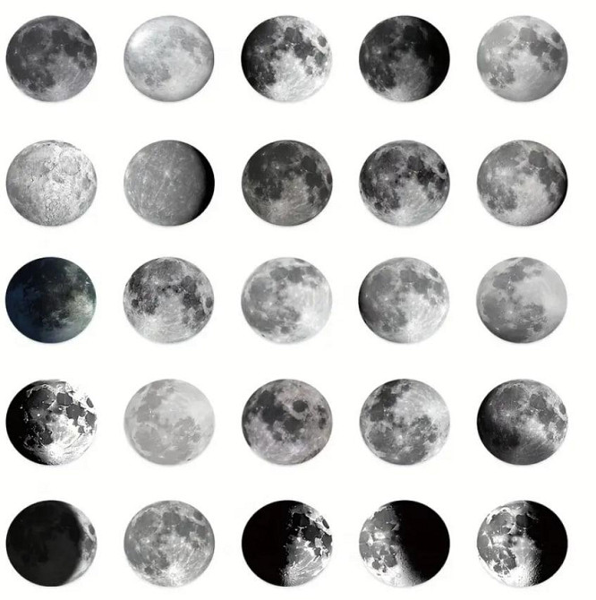 Набор наклеек (стикеров) «Фазы луны» (45 шт.), стикерпак Луна. Киев - изображение 3