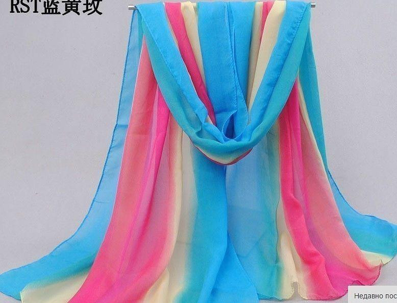 Шарф женский разноцветный - размер шарфа 160*62см, шифон Киев - изображение 1