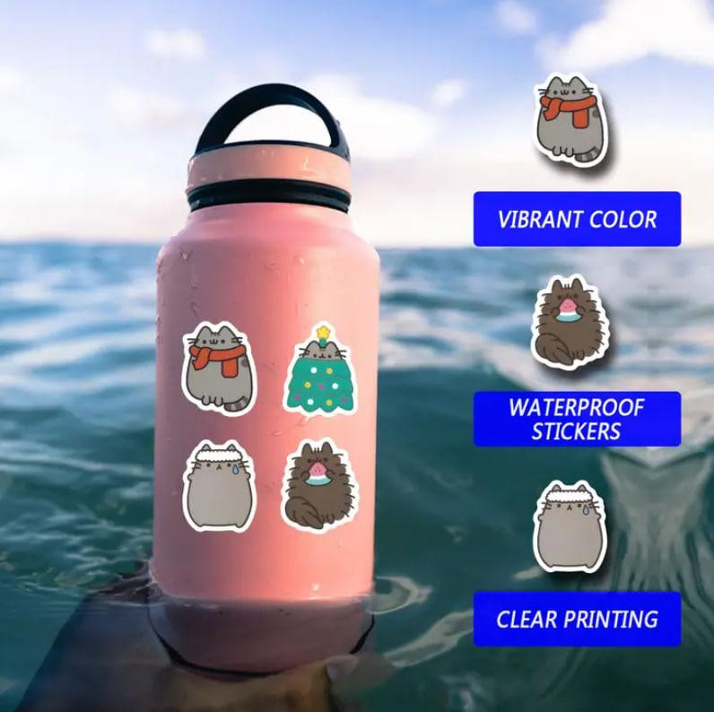 Набір вінілових наклейок (стікерів) кіт Пушин Pusheen (50 шт.) стікербомбінг для телефону, ноутбука Київ - фото 5