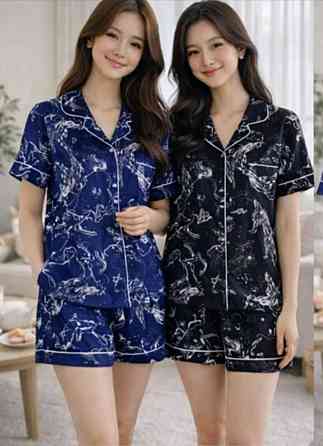 Женский домашний комплект двойка с принтом бамбук Темно-синий, 42/44 Одесса