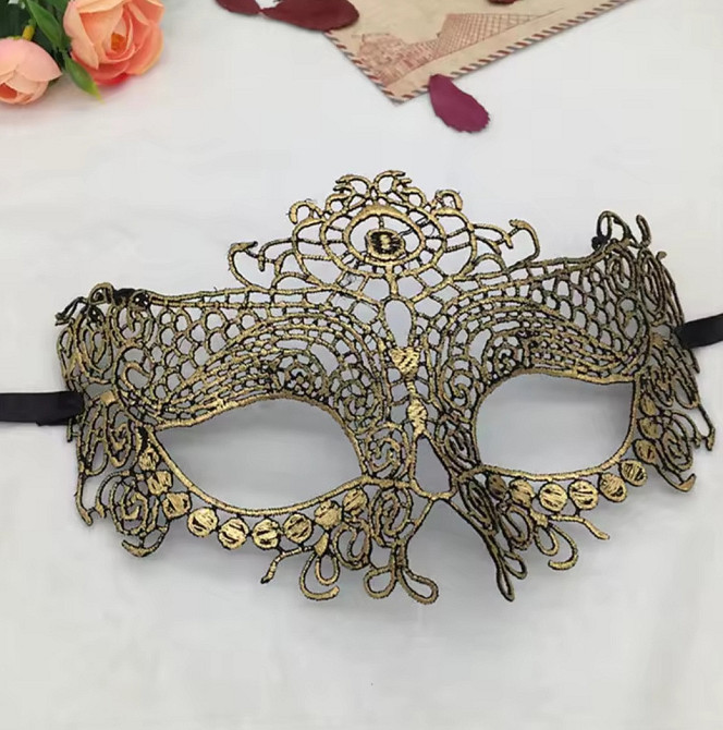 Маска мереживна one size золотистий Київ - фото 1