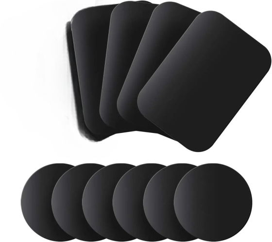 Металлические пластины для магнитного автодержателя 10 шт (6 круглых, 4 прямоугольных) серебристые клеящиеся Киев