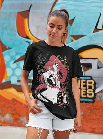 Футболка для мальчика аниме Йоко Тенген Топпа Гуррен оверсайз (рост от 165 до 180 ) Черний AnimeJ0918m Днепр