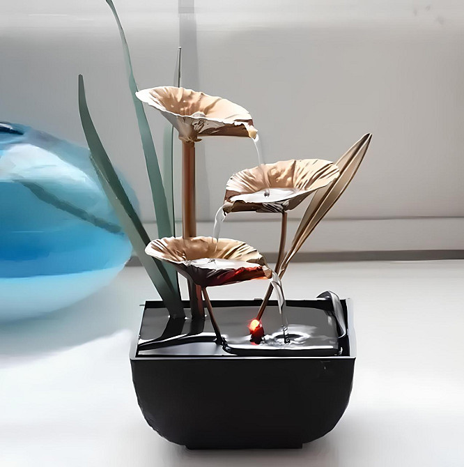 Настольный фонтан RESTEQ с подсветкой — декоративный мини водопад для дома и офиса, интерьерный увлажнитель воздуха Киев - изображение 1