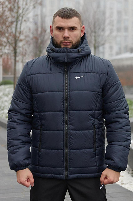 Зимова куртка чоловіча пух з підкладом на флісі коротка Frost синя Одеса - фото 6