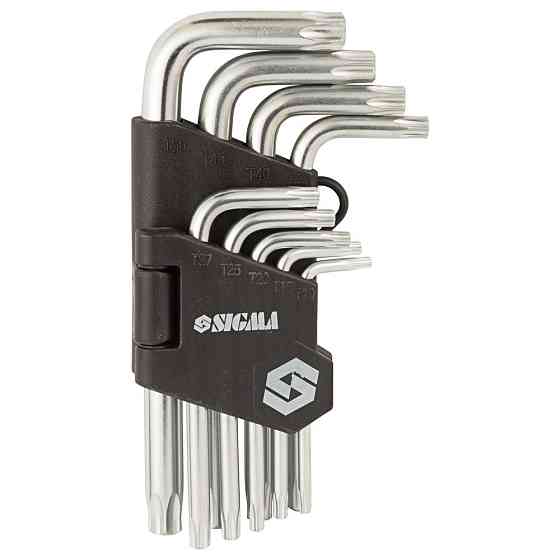 Ключи TORX 9шт T10-T50 мм CrV (короткие с отверстием) SIGMA (4022211) Ровно