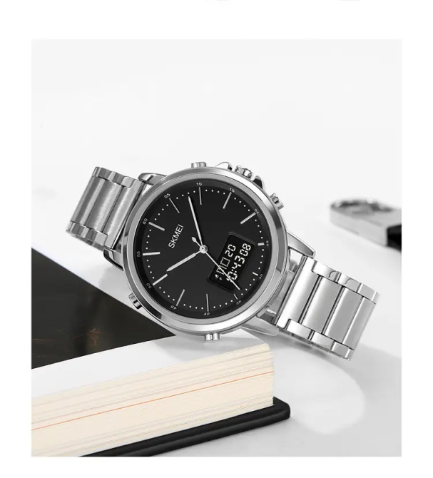 Мужские наручные часы Skmei 1652 с металлическим браслетом (Серебристый с черным) Винница - изображение 5