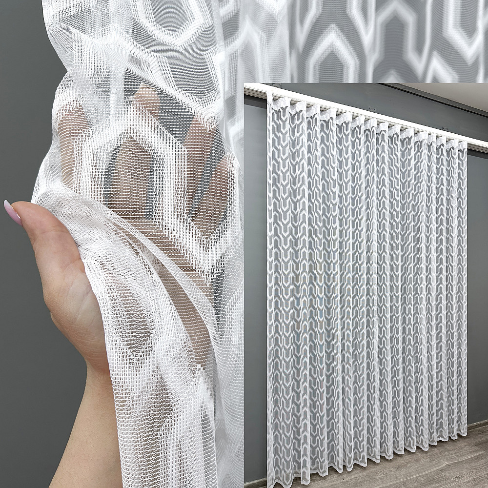 Тюль VR-Textil 1992т Жаккард Белый 400х270 см (42-1037) Киев - изображение 1