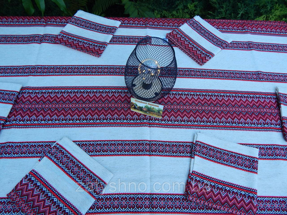 Вышитая скатерть с салфетками на льне Киев - изображение 5