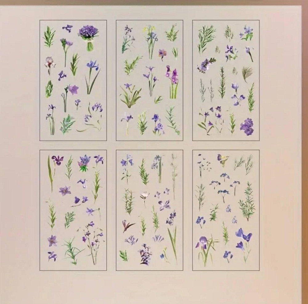 Глянцевые наклейки с цветами ириса, 6 листов, самоклеящиеся ПВХ-стикеры Киев - изображение 3