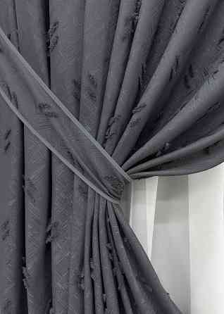 Комплект штор VR-Textil Лен Букле № 1885ш Антрацит 150х290 см 2 шт (33-0914) Киев