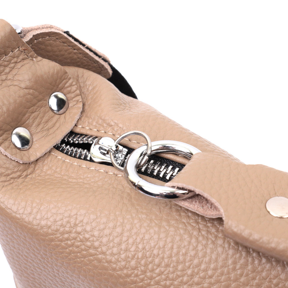 Сумка для женщин из натуральной кожи через плечо с необычным бегунком брелком Vintage 22618 Бежевая Киев - изображение 8