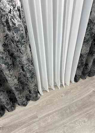 Шторна тканина "Льон Преміум" Туреччина колір чорний з сірим 1695ш Київ