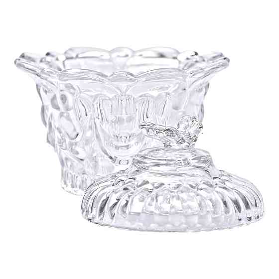 Стеклянная конфетница с крышкой Ø9 см прозрачная Киев