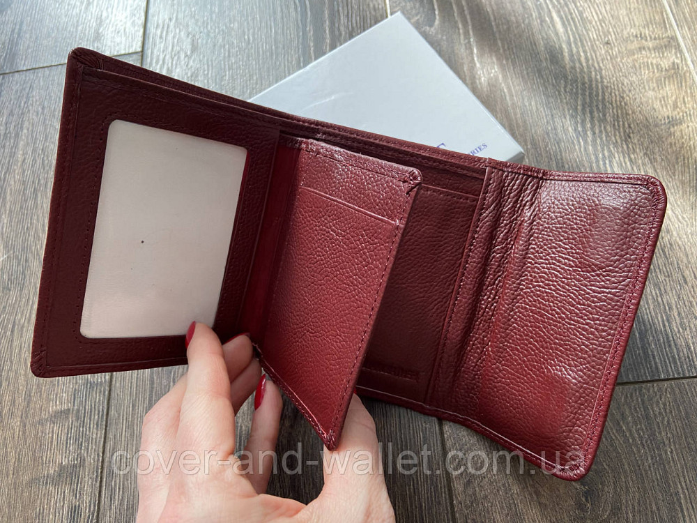 Маленький женский кожаный кошелек под карточки бордоввого цвета ST Leather 2047A Киев - изображение 3