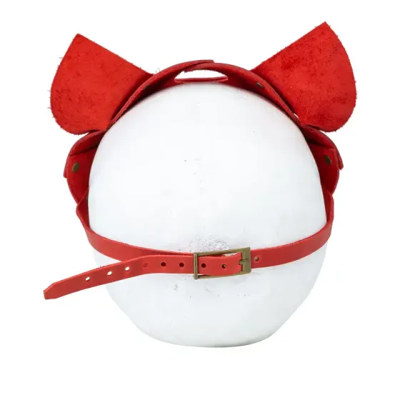 Преміум маска кішечки LOVECRAFT, натуральна шкіра, червона, подарункова упаковка Львів