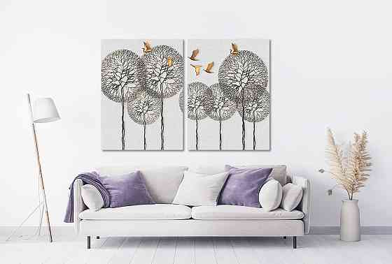 Модульная картина в гостиную / спальню Золоті пташки TLV-2_026 70x102 см Київ