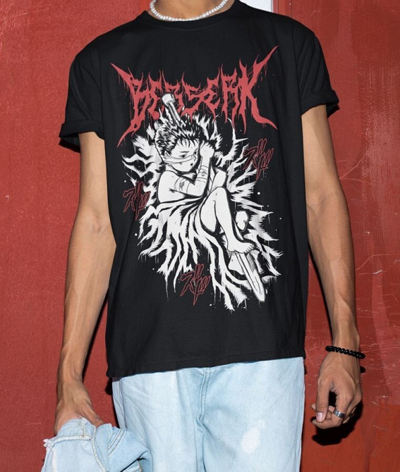 Футболка для мальчика аниме Гутс Кид Берсерк Манга оверсайз (рост от 165 до 180 ) Черний AnimeJ0818m Днепр - изображение 3