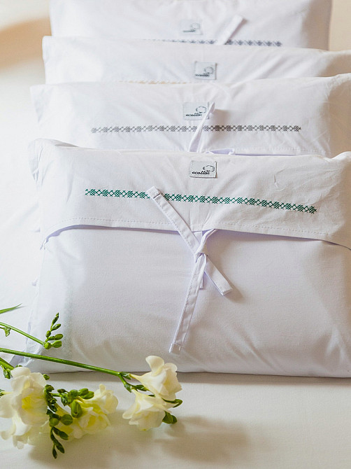 Ecotton Комплект постільної білизни Ecotton Євро з вишивкою та кантом український хрестик Dark Коломия - фото 3