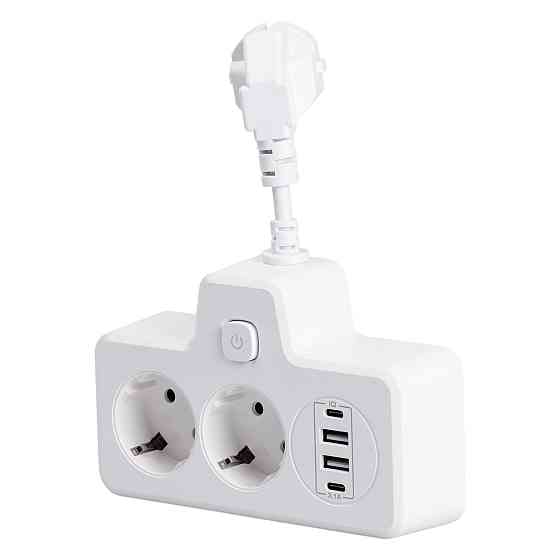 Мережевий фільтр на 2 євро розетки з 2 USB та 2 Type-C білий HP-5-17 Київ