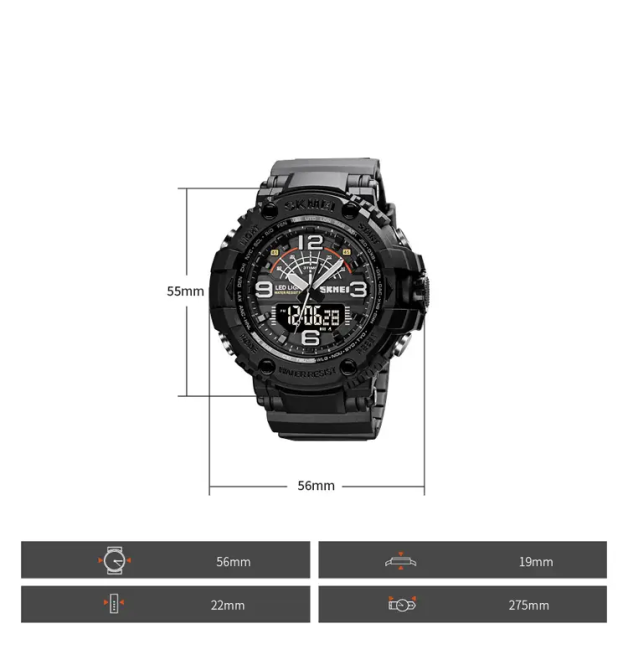 Чоловічий спортивний наручний годинник Skmei 1617 Чорний Вінниця - фото 8