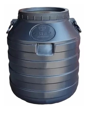 Бочка  техническая 60 л черная низкая бидон 60л широкая горловина емкость для воды Днепр - изображение 1