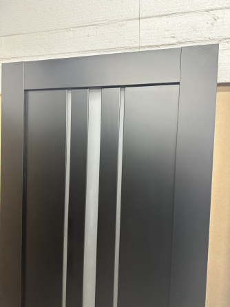 Двері екокошпон, Полотно, серія TETRA, Модель Т-03 (Сатин) Колір: Чорний матовий  (НОВИНКА) Київ