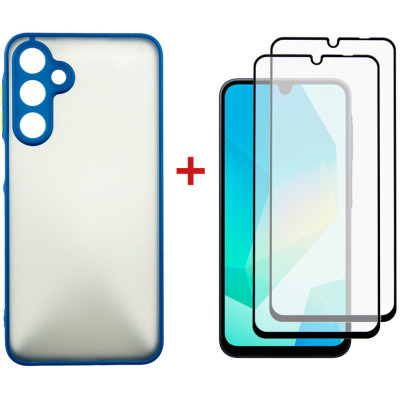 Чехол для мобильного телефона Dengos Samsung Galaxy A16 Matte + glass 2pcs (Blue) (DG-CTG2P-03) Винница - изображение 1