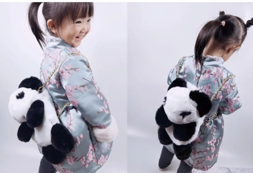 Плюшевий рюкзак сумка 2 в 1 Панда черная детская плюшевая Киев - изображение 1