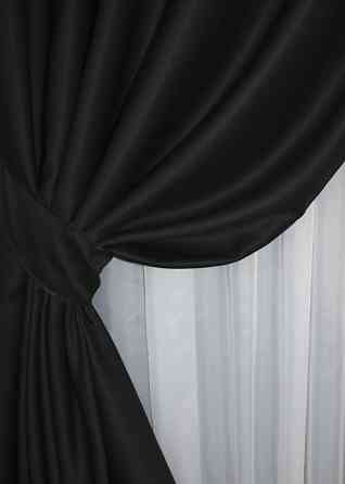 Комплект штор на люверсах VR-Textil Midnight № 1165ш 150х270 см 2 шт Чорний (37-0117) Київ